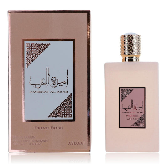 Asdaaf Ameerat Al Arab Prive Rose by Lattafa, 3.4 oz Eau De Parfum Spray for Women